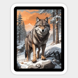 Wolf in The Snow Sticker